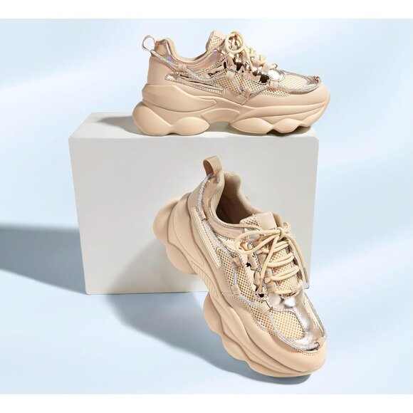 Women's 90s Chunky Sneakers Rope Platform Casual Thick Rave Walking Shoes Nude - Picture 5 of 9